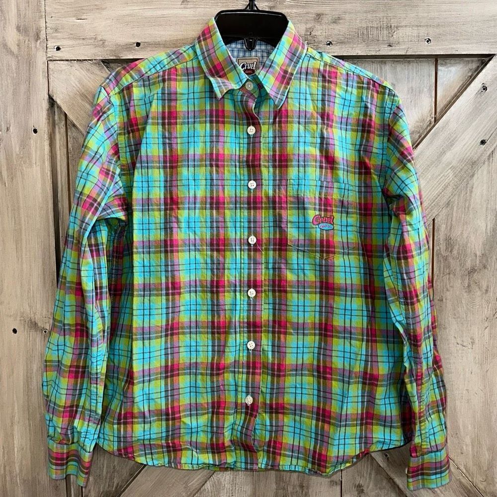 Cruel Girl Plaid Western Shirt Button Down Y2K